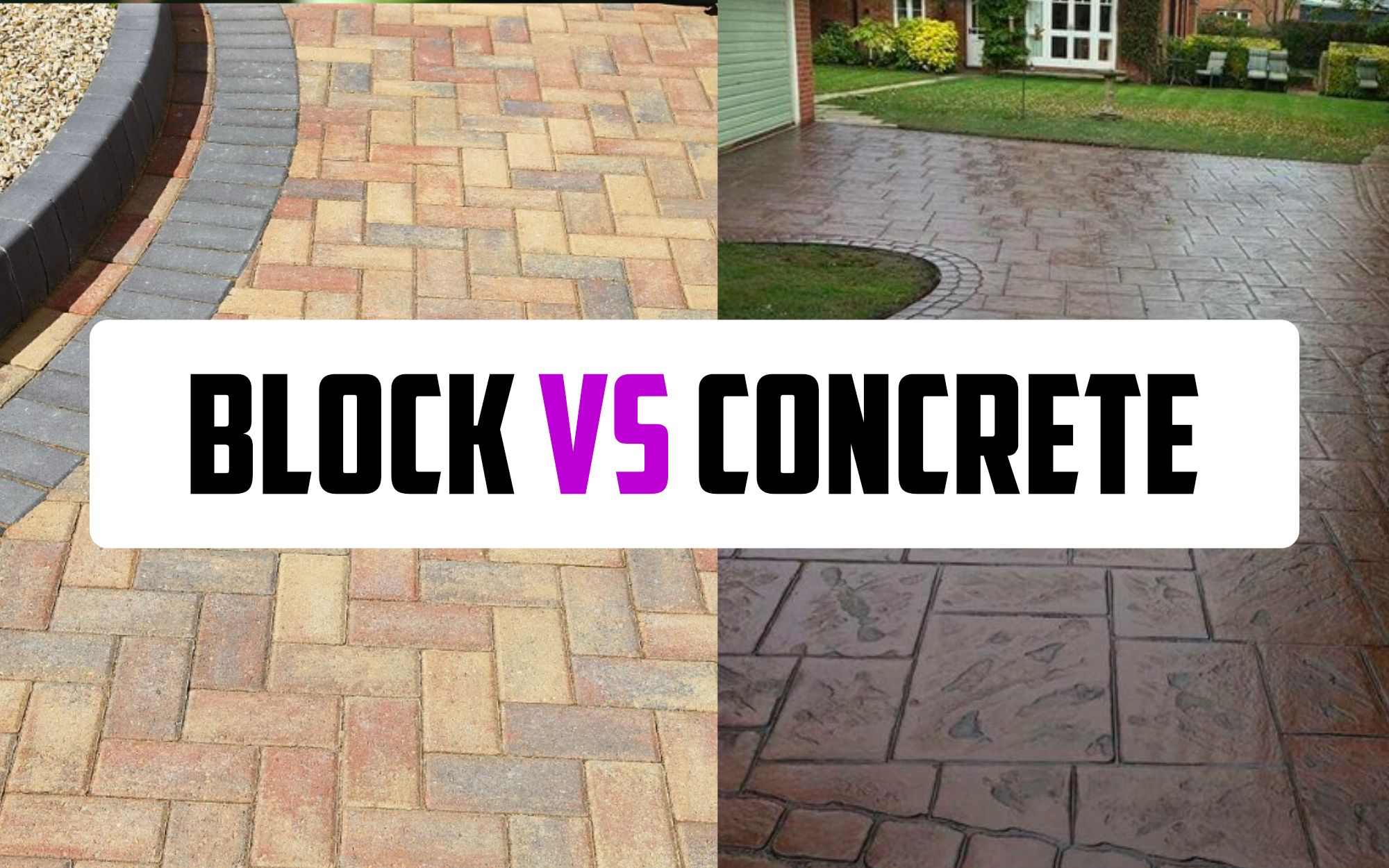 Article Photo for Block Paving vs. Concrete Driveway showing both block paving and pattern imprinted concrete